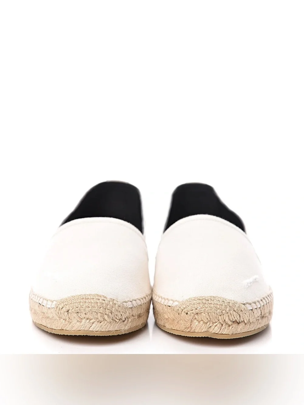 NEW | SAINT LAURENT Canvas Elba Logo Embroidered Espadrilles 39 Panna Flats